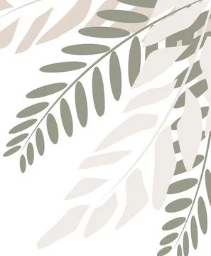 Exotic leaves , collected in a composition on a white background. Natural floral Stock Illustration