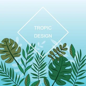 Exotic leaves vector background Stock Illustration