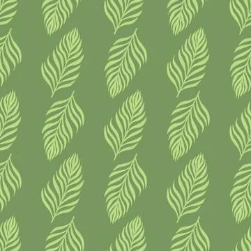 Exotic nature seamless doodle pattern with simple green fern silhouettes. Pas Stock Illustration