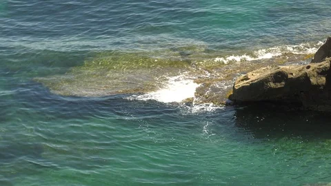 Exotic Ocean Waves Breaking Over Rocky Headland, Spain Video stock 109221569