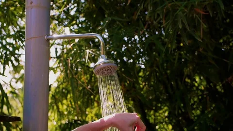 Exotic Outdoor Shower Crane Down 120FPS Stock Footage 104563136