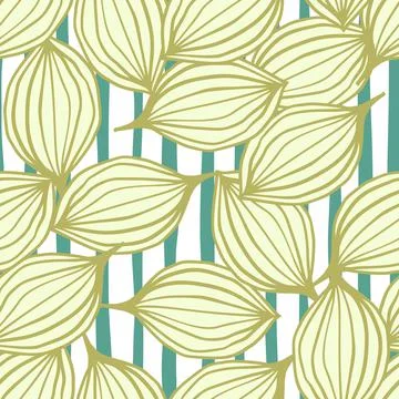 Exotic outline leaves seamless pattern. Abstract floral background. Stock Illustration
