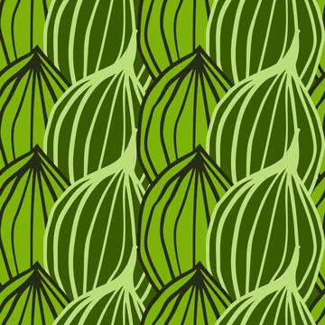 Exotic outline leaves seamless pattern. Abstract floral background. Stock Illustration
