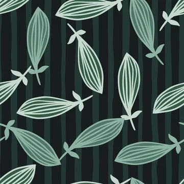 Exotic outline leaves seamless pattern. Nature palm leaf endless wallpaper. 스톡 일러스트