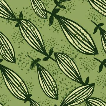 Exotic outline leaves seamless pattern. Nature palm leaf endless wallpaper. Stock Illustration
