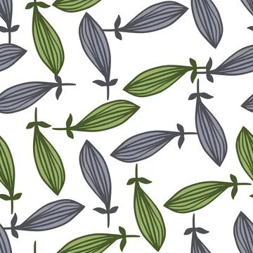 Exotic outline leaves seamless pattern. Nature palm leaf endless wallpaper. Stock Illustration