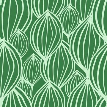 Exotic outline leaves seamless pattern. Abstract floral background. Stock Illustration