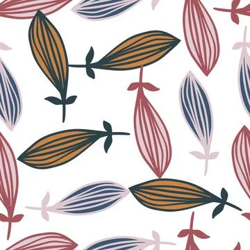 Exotic outline leaves seamless pattern. Nature palm leaf endless wallpaper. Stock Illustration