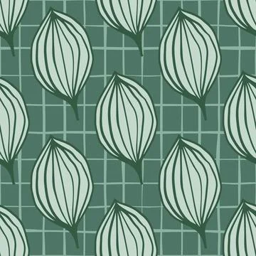 Exotic outline leaves seamless pattern. Abstract floral background. Stock Illustration