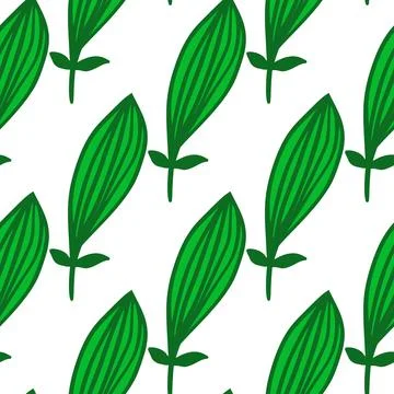 Exotic outline leaves seamless pattern. Nature palm leaf endless wallpaper. Stock Illustration