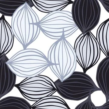 Exotic outline leaves seamless pattern. Abstract floral background. Stock Illustration