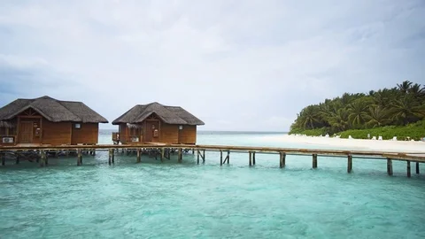 Exotic, Private Villas over the Water in the Maldives Stock Footage