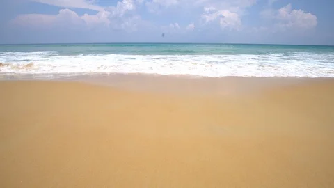 Exotic sea wave beach white sand blue sky Stock Footage 112815843