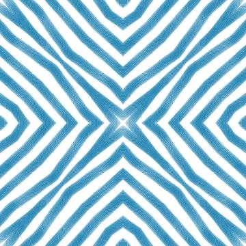 Exotic seamless pattern. Blue symmetrical Stock Illustration