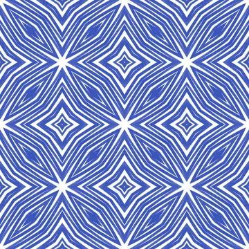Exotic  seamless pattern. Indigo symmetrical Illustrazione stock