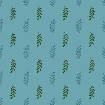 Exotic seamless pattern with leaf branches elements print. Blue background. H 스톡 일러스트