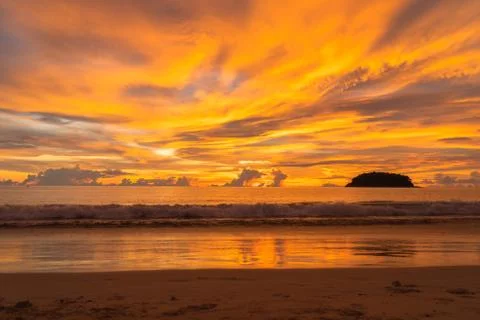 Exotic sky in sunset Stock Photos