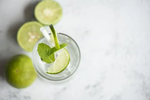 Exotic summer drinks refreshing of cold drinks glasses fresh fruit on ice hom Stock Photos