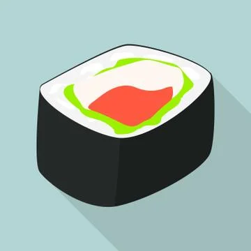 Exotic sushi icon, flat style Stock Illustration