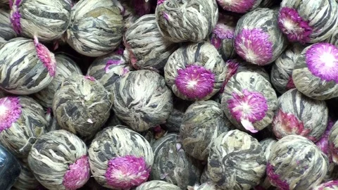 Exotic tea in the Turkish bazaar. Stock Footage 76486367