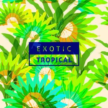 Exotic tropical leaves pattern seamless background with vibrant nature color Stock Illustration