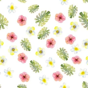 Exotic tropical leaves. Seamless pattern on white isolated background. Fashion Stock Illustration