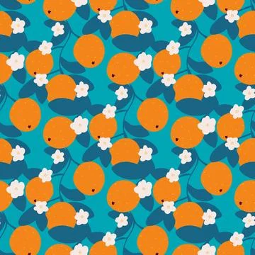 Exotic tropical seamless pattern with oranges Иллюстрация