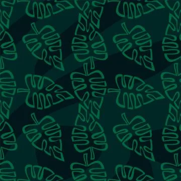 Exotic Tropical Vector Seamless Pattern. Leaves Of Palm Trees, Monstera, Leav 스톡 일러스트
