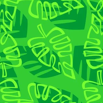 Exotic Tropical Vector Seamless Pattern. Leaves Of Palm Trees, Monstera, Leav Stock Illustration