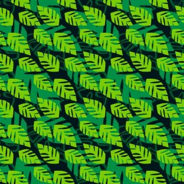 Exotic tropical vector seamless pattern. Leaves of palm trees, monstera, leav Stockillustratie