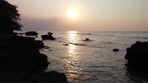 Exotic view of Anyer beach at sunset. Sunset at sea. Stock Footage 285315461