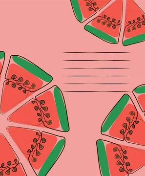 Exotic watermelon , collected in a composition on a pink background. Natural Stock Illustration