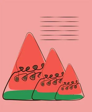 Exotic watermelon , collected in a composition on a pink background. Natural Stock Illustration