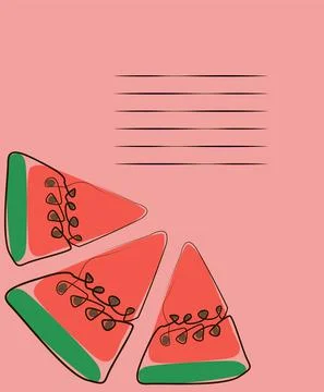 Exotic watermelon , collected in a composition on a pink background. Natural Stock Illustration