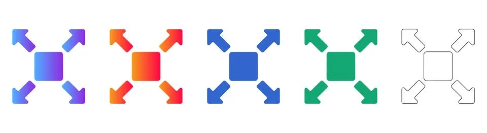 Expand and Resize Interface Icon Set 스톡 일러스트