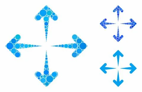 Expand arrows Composition Icon of Circle Dots Stock Illustration