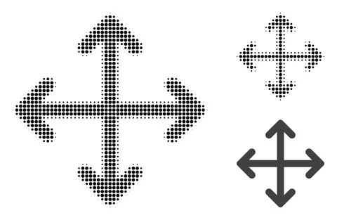 Expand Arrows Halftone Dotted Icon Stock Illustration