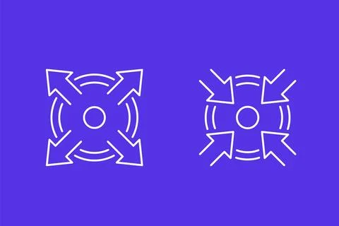Expand, extend and reduce line icons, vector Stock Illustration