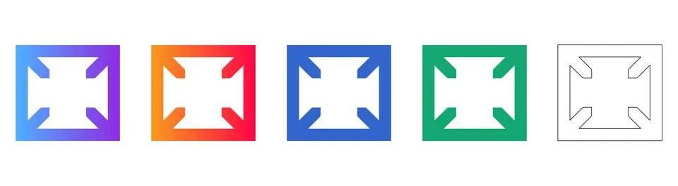 Expand Fullscreen Interface Icon Set 스톡 일러스트