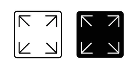 Expand icon. Style is flat and line symbol Stock Illustration