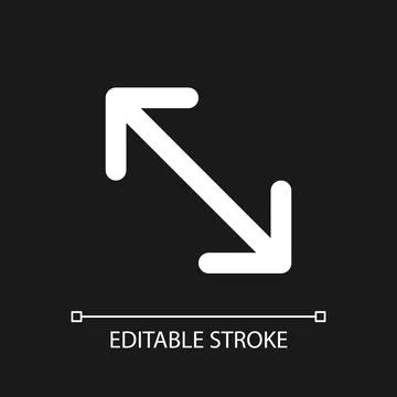 Expand pixel perfect white linear ui icon for dark theme Stock Illustration