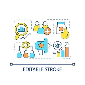 Expand target audience concept icon Stock Illustration