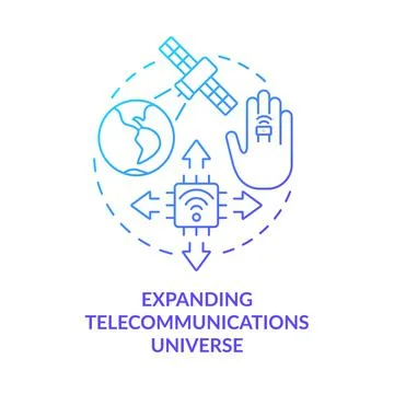 Expand telecommunication universe blue gradient concept icon Stock Illustration