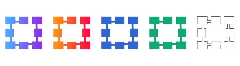 Expandable Box and Resizing Interface Icon Set Illustrazione stock