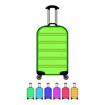Expandable hard shell suitcase cartoon vector graphic Stock Illustration