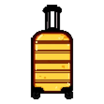 Expandable hard shell suitcase pixel art vector illustration 스톡 일러스트