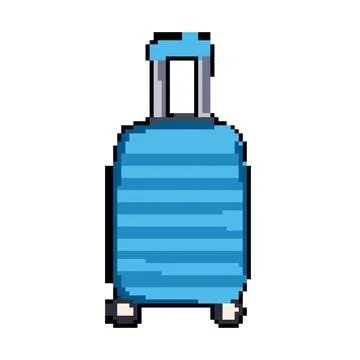 Expandable hard shell suitcase pixel art vector illustration Illustrazione stock