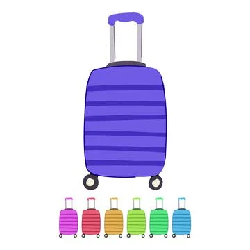 Expandable hard shell suitcase vector cartoon graphic Stock Illustration