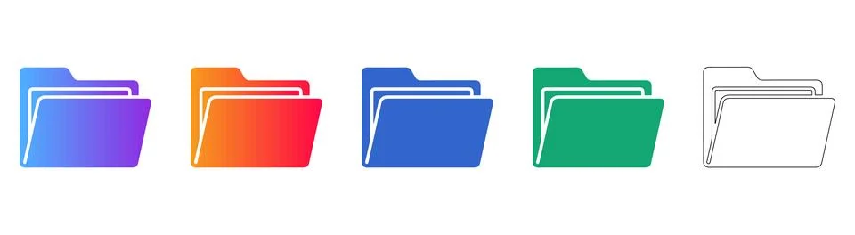 Expandable Office File Folder Icons 库存插图