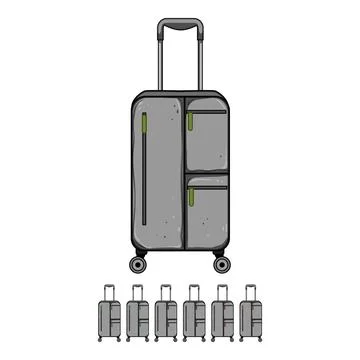 Expandable soft shell suitcase cartoon vector graphic Stock Illustration